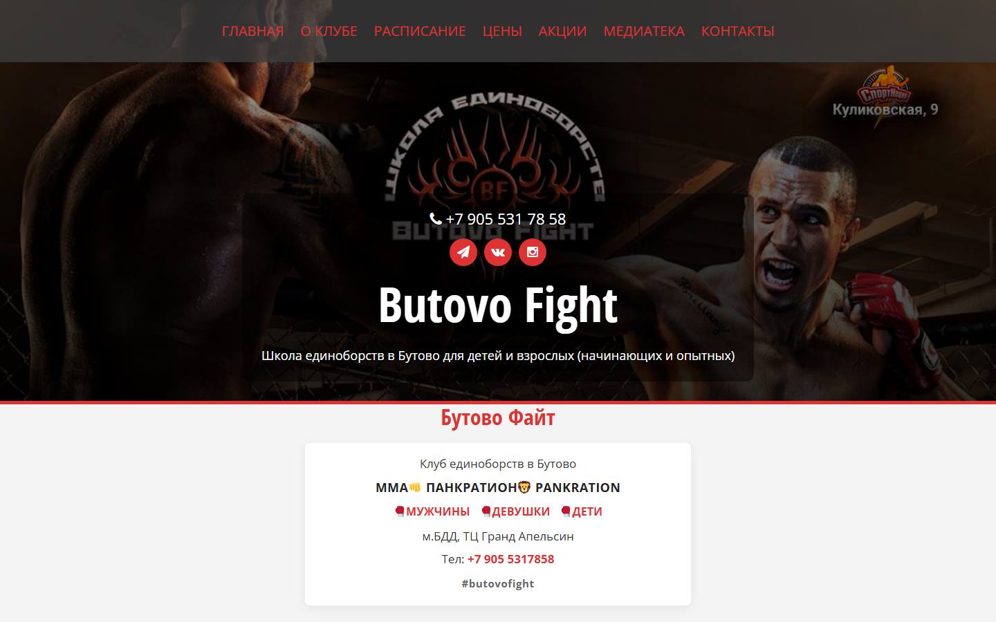 Первый экран b-fight.ru — WordPress